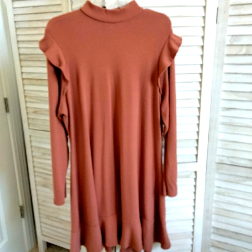 LC Lauren Conrad Ruffles Sweater Dress as L Sweater as XXL - Picture 1 of 9